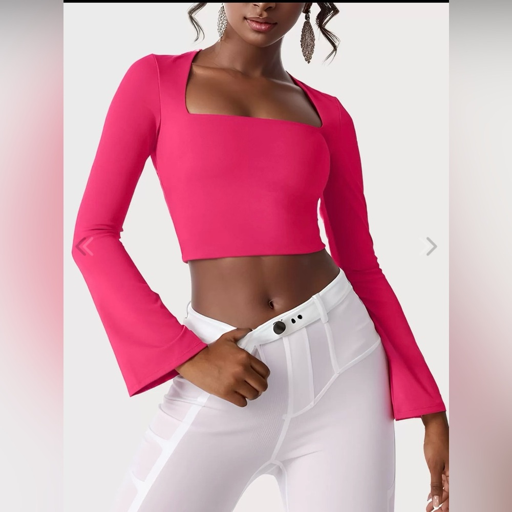 Square Neck Flare Long Sleeve T-shirt